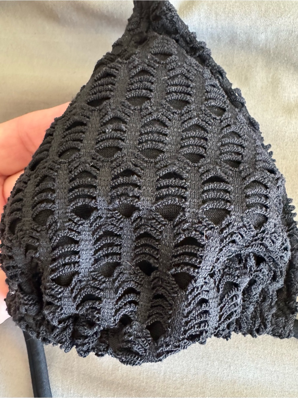 Roxy Black Swim Label Top Crochet, Gold ROXY on outside - Picture 6 of 9
